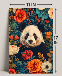 Panda in Bloom: Artistic Harmony Animal Poster