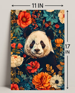 Panda in Bloom: Artistic Harmony Animal Poster
