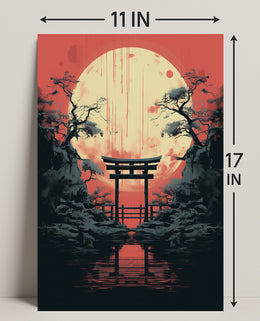 Moonlit Torii Gate Poster PosterGoat