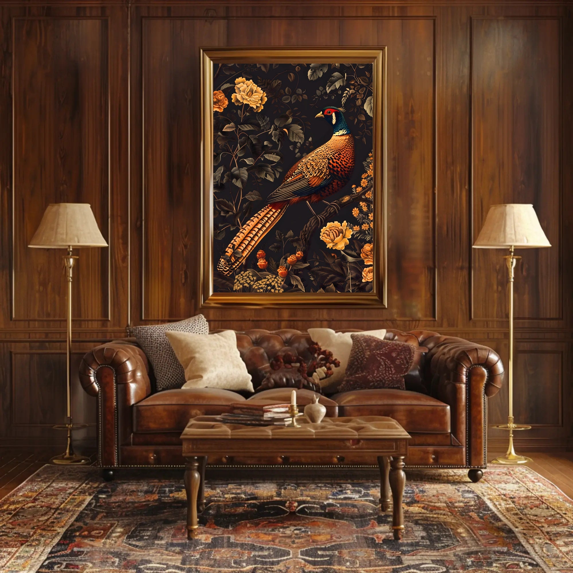 Majestic Pheasant Floral Harmony Poster