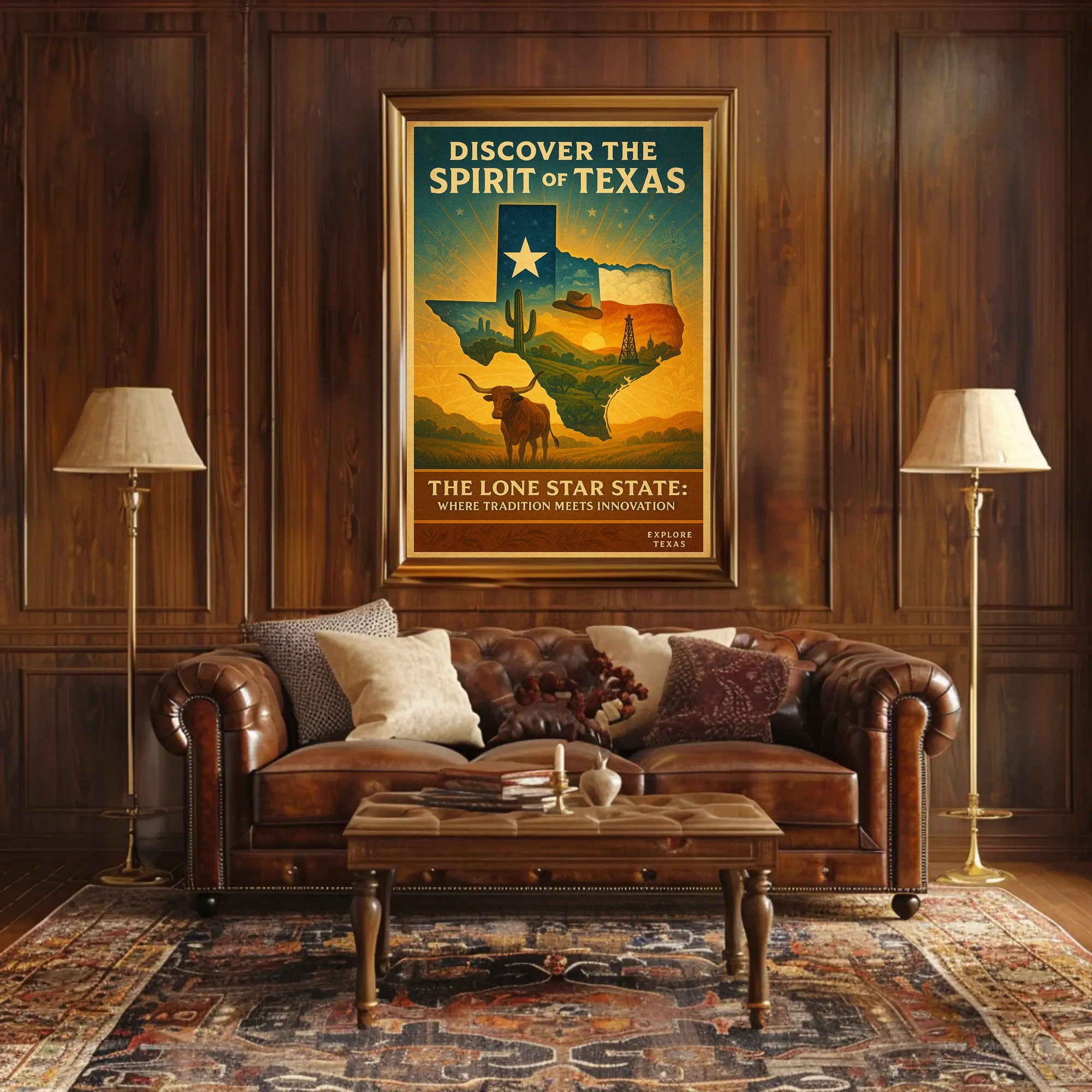 Texas Vintage Travel Poster Wall Art Print