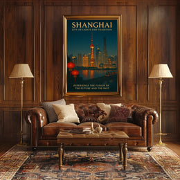 Shanghai City of Lights and Tradition Poster