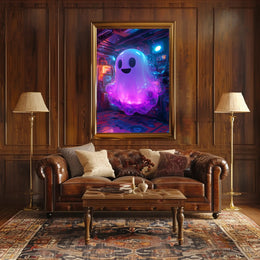 Neon Ghost in Futuristic Sci-Fi Poster