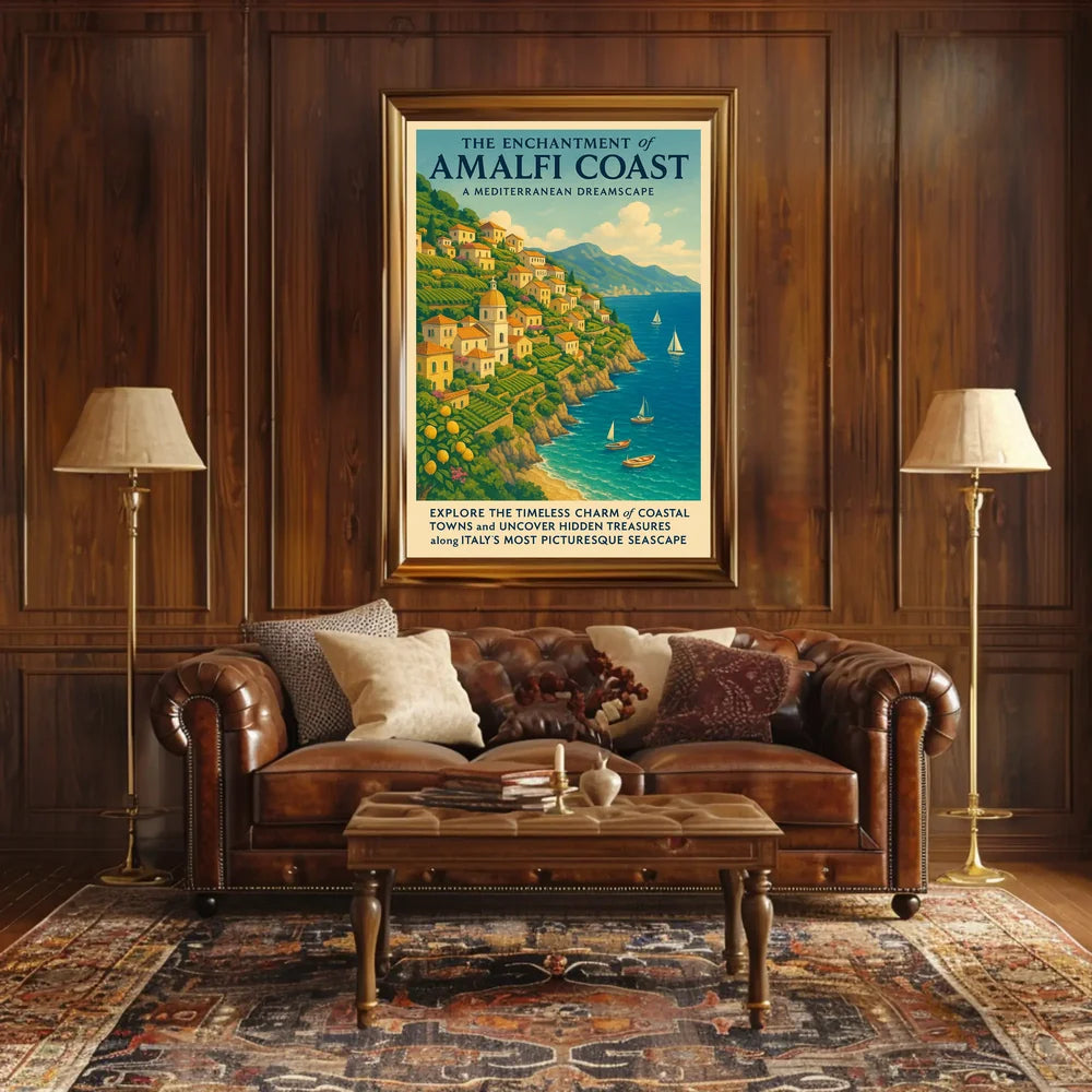 Amalfi Coast Travel Dreamscape Vintage Art Poster