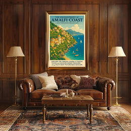 Amalfi Coast Travel Dreamscape Vintage Art Poster