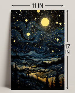 Starry Night Landscape Poster PosterGoat
