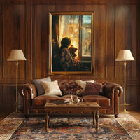 Little Girl Watching Fireworks With Teddy Bear Poster