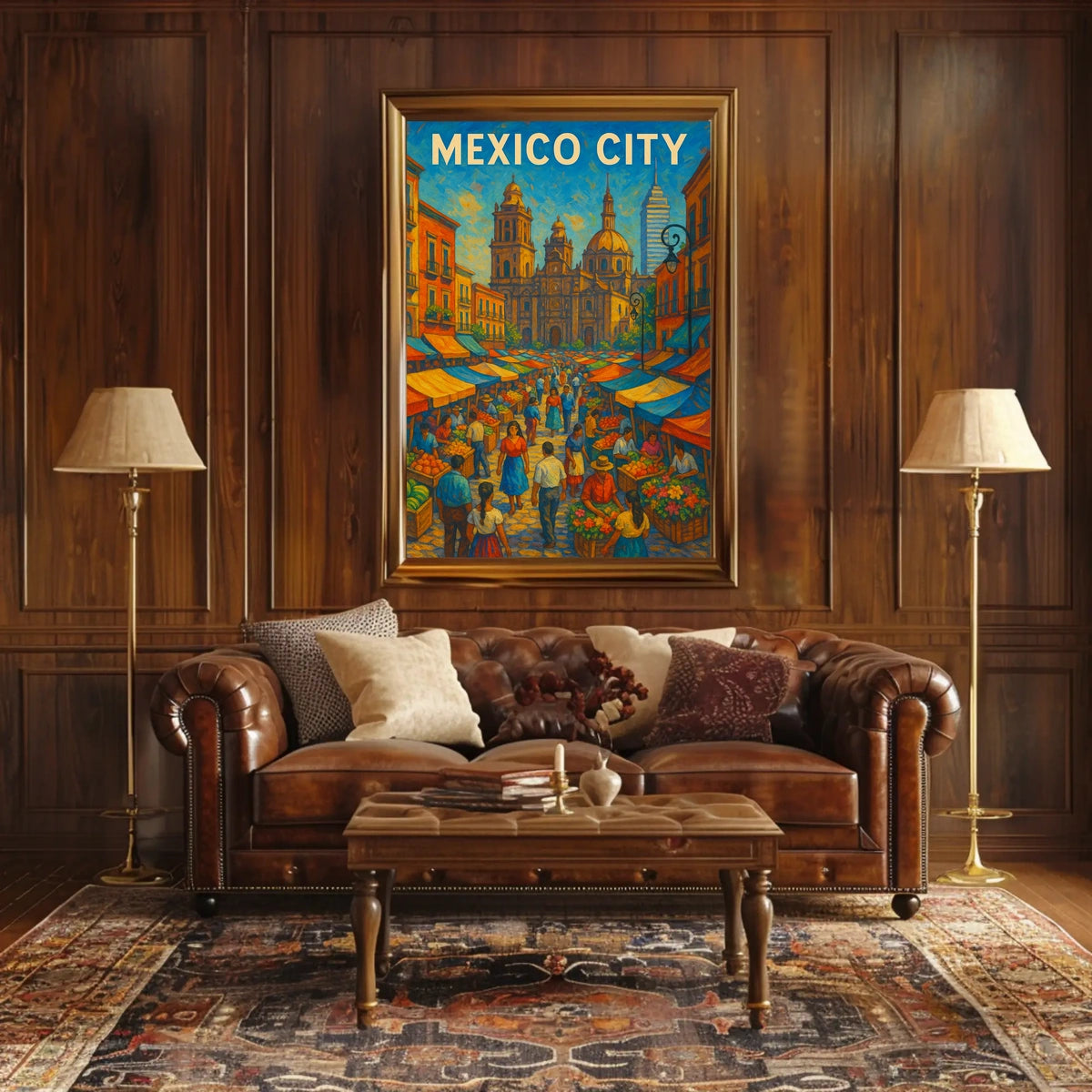 Mexico City Market Scene Poster