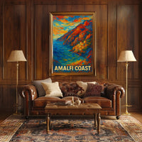 Amalfi Coast Vibrant Landscape Poster Wall Art 18x24