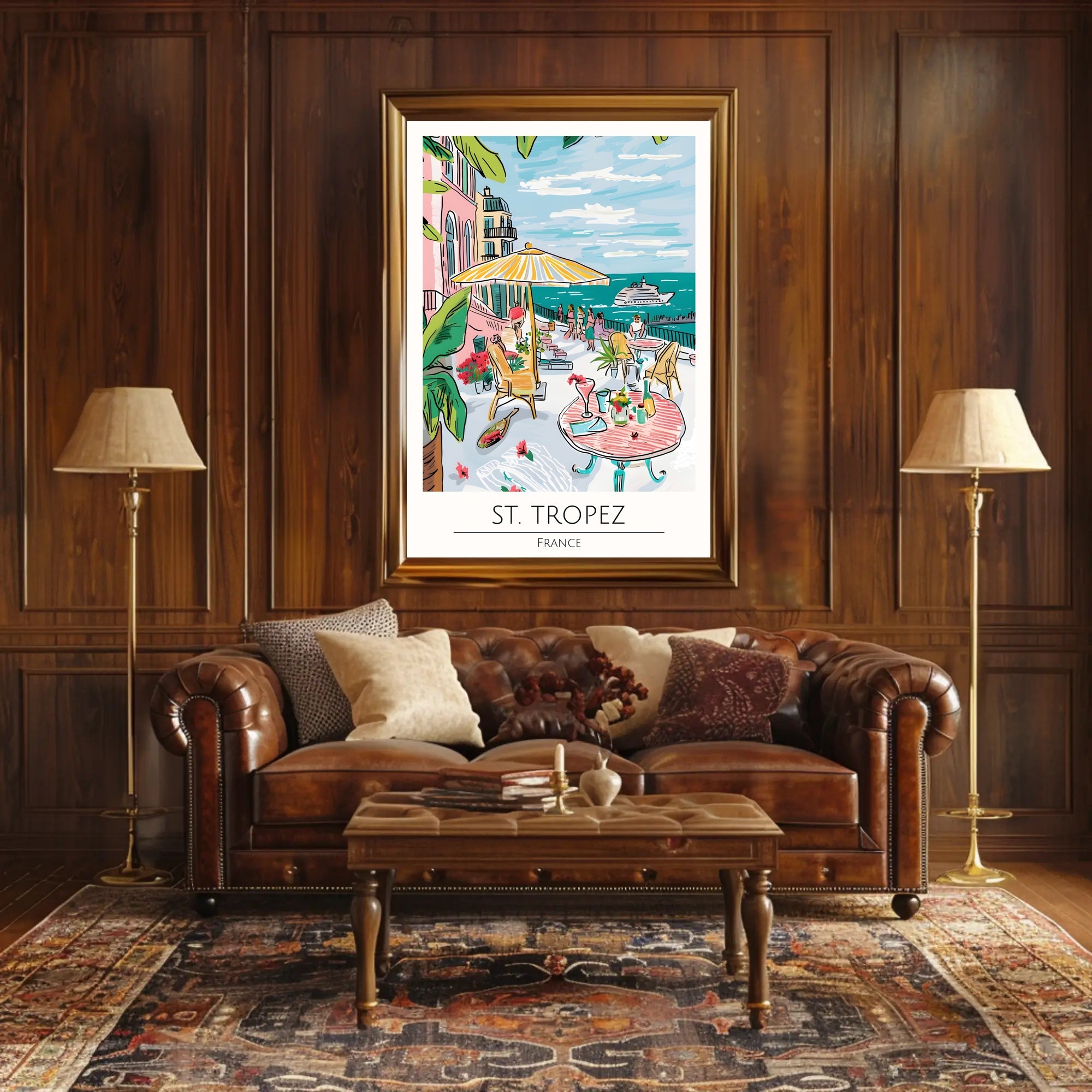 St. Tropez Sunlit Terrace Poster PosterGoat