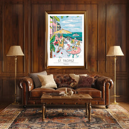 St. Tropez Sunlit Terrace Poster PosterGoat