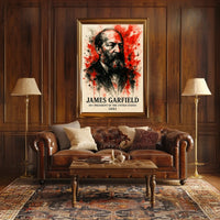 James Garfield Dramatic Watercolor Historical or Presidential Poster