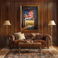 Flag Drape Rustic Barn American Flag Art Farmhouse Poster