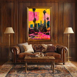 Vibrant Los Angeles Skyline Pop Art Urban Cityscape Poster