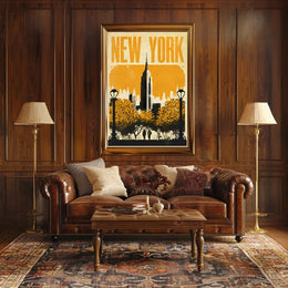 New York City Skyline Silhouette Poster Vintage Wall Art
