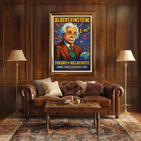 Albert Einstein Relativity Theory Timeless Cosmology Educational Vintage Science Decor Poster