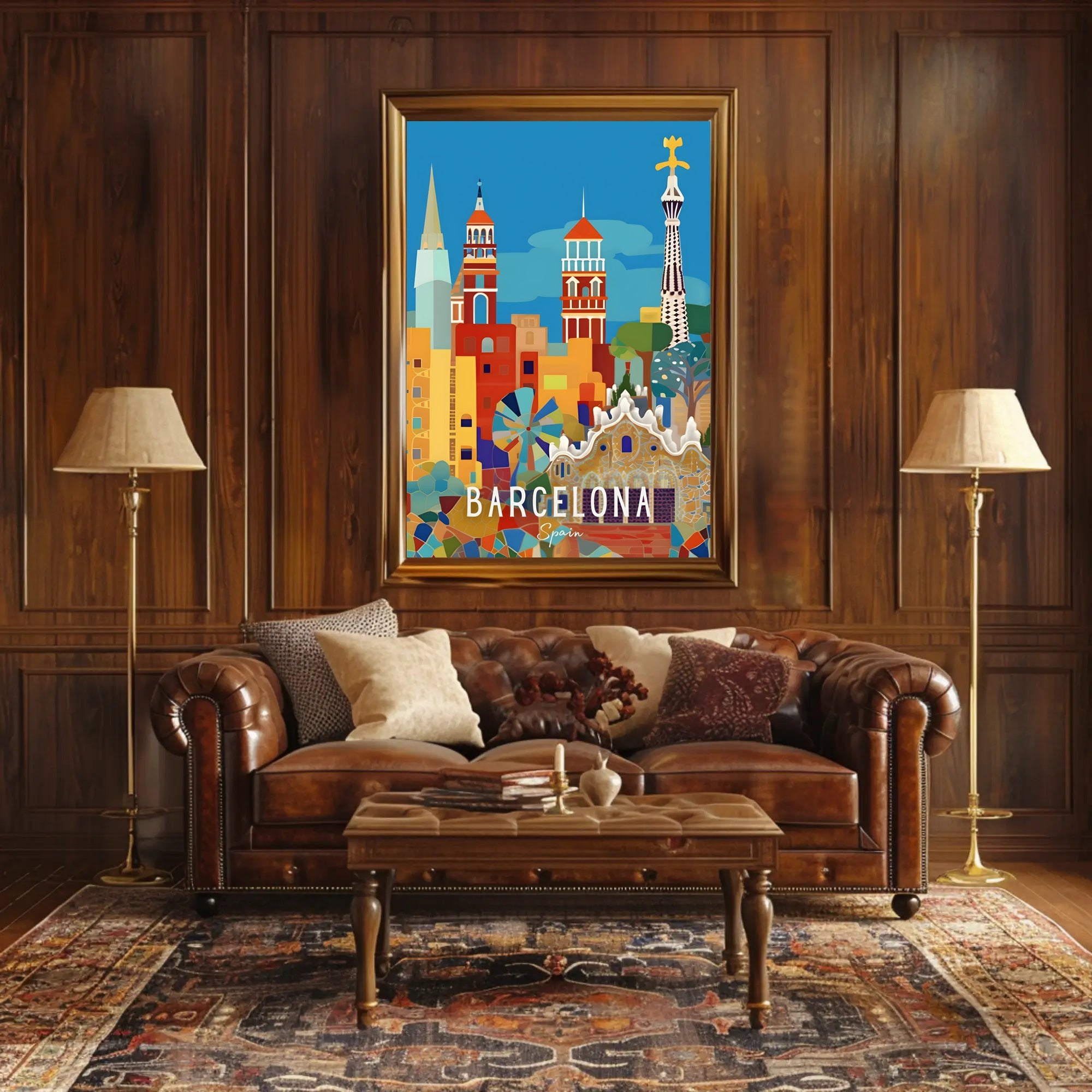 Barcelona's Vibrant Architecture Cityscape Artistic Poster