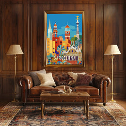 Barcelona's Vibrant Architecture Cityscape Artistic Poster