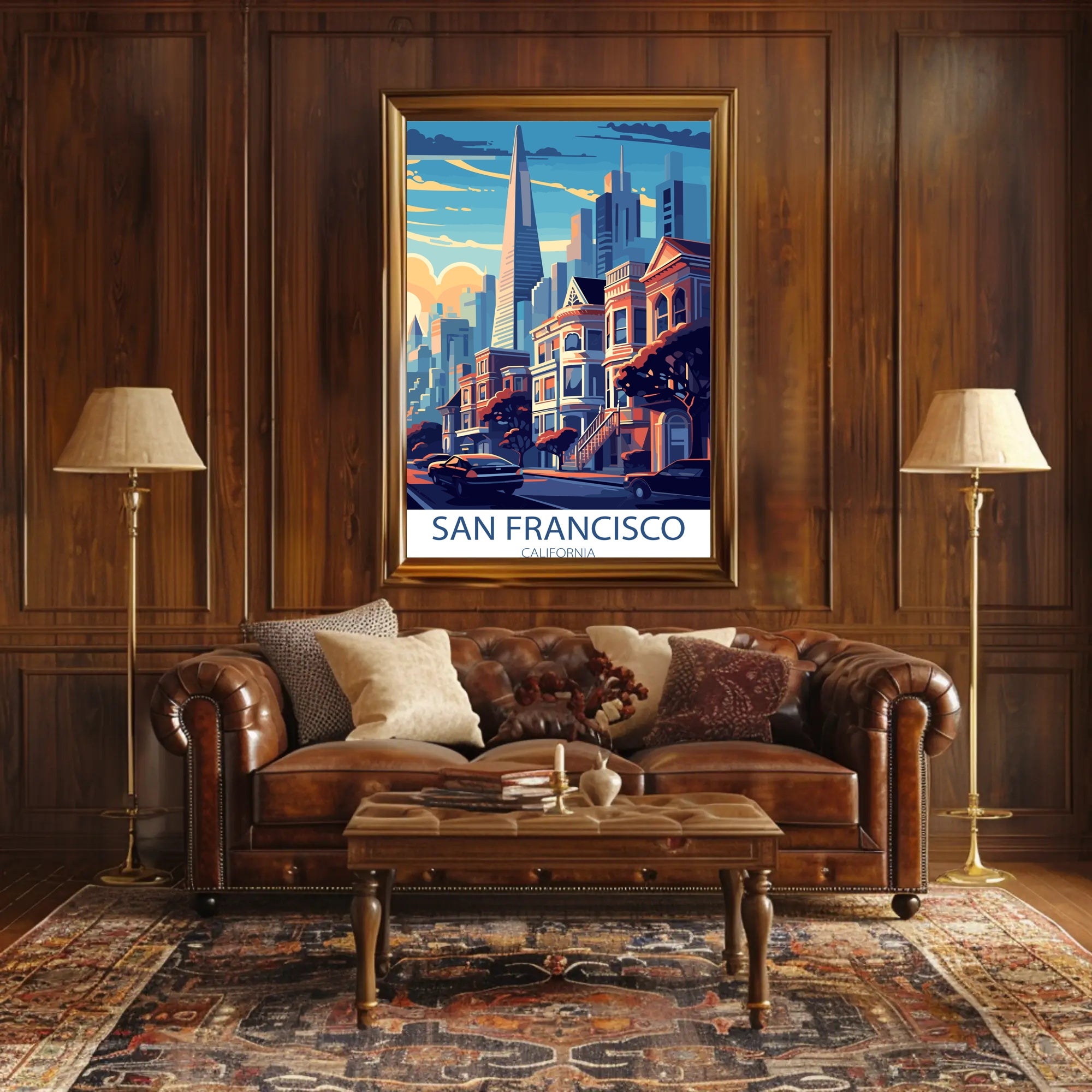 Vibrant San Francisco Urban Scene Cityscape Art Poster
