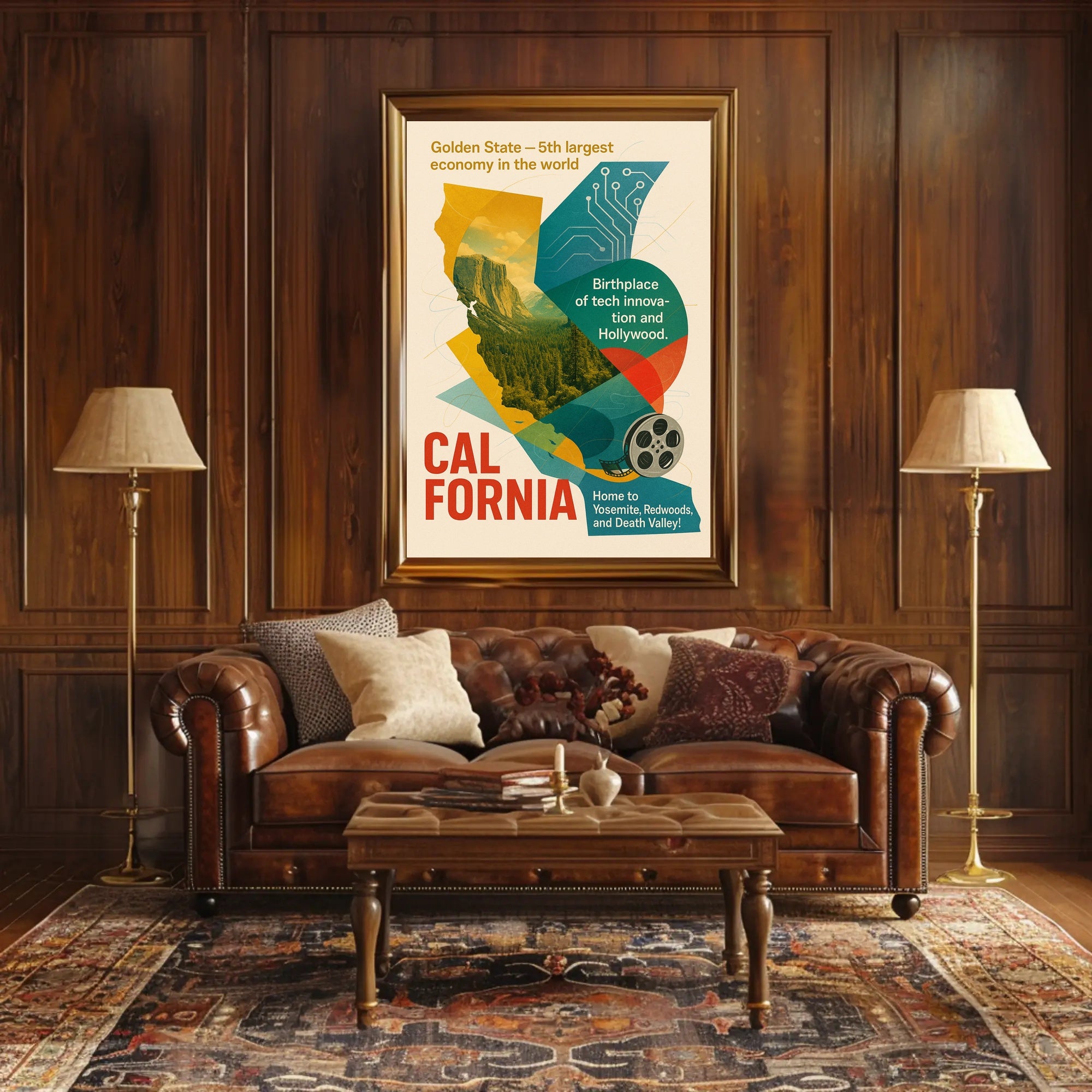 California Golden State Wall Art Print PosterGoat
