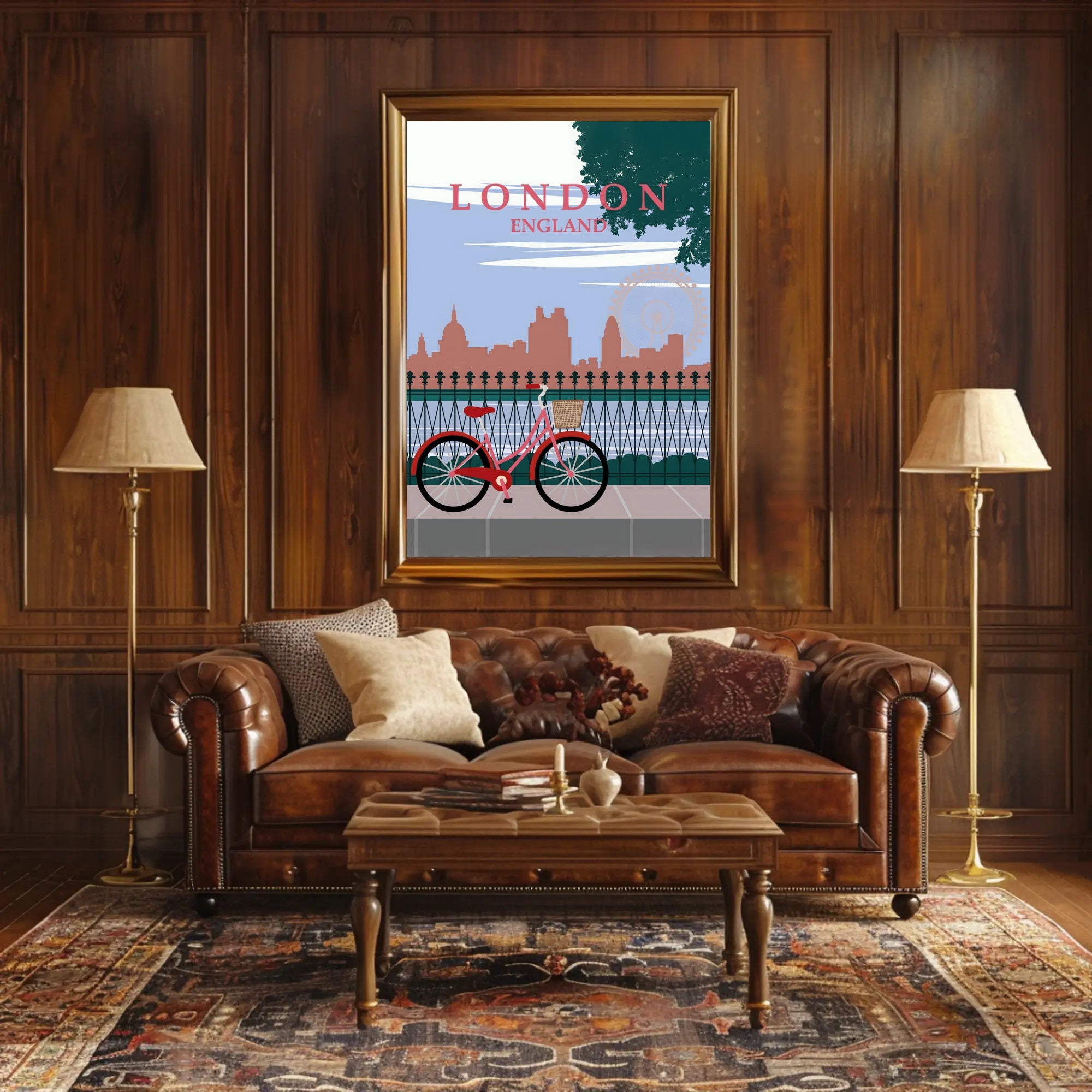 London Cityscape Silhouette: Bold Lettering Travel Poster