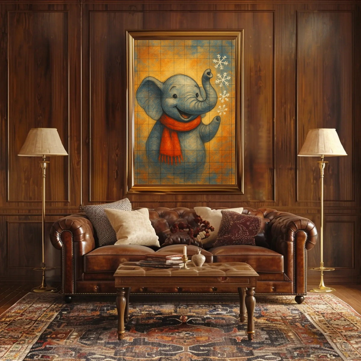 Winter Elephant Delight Poster