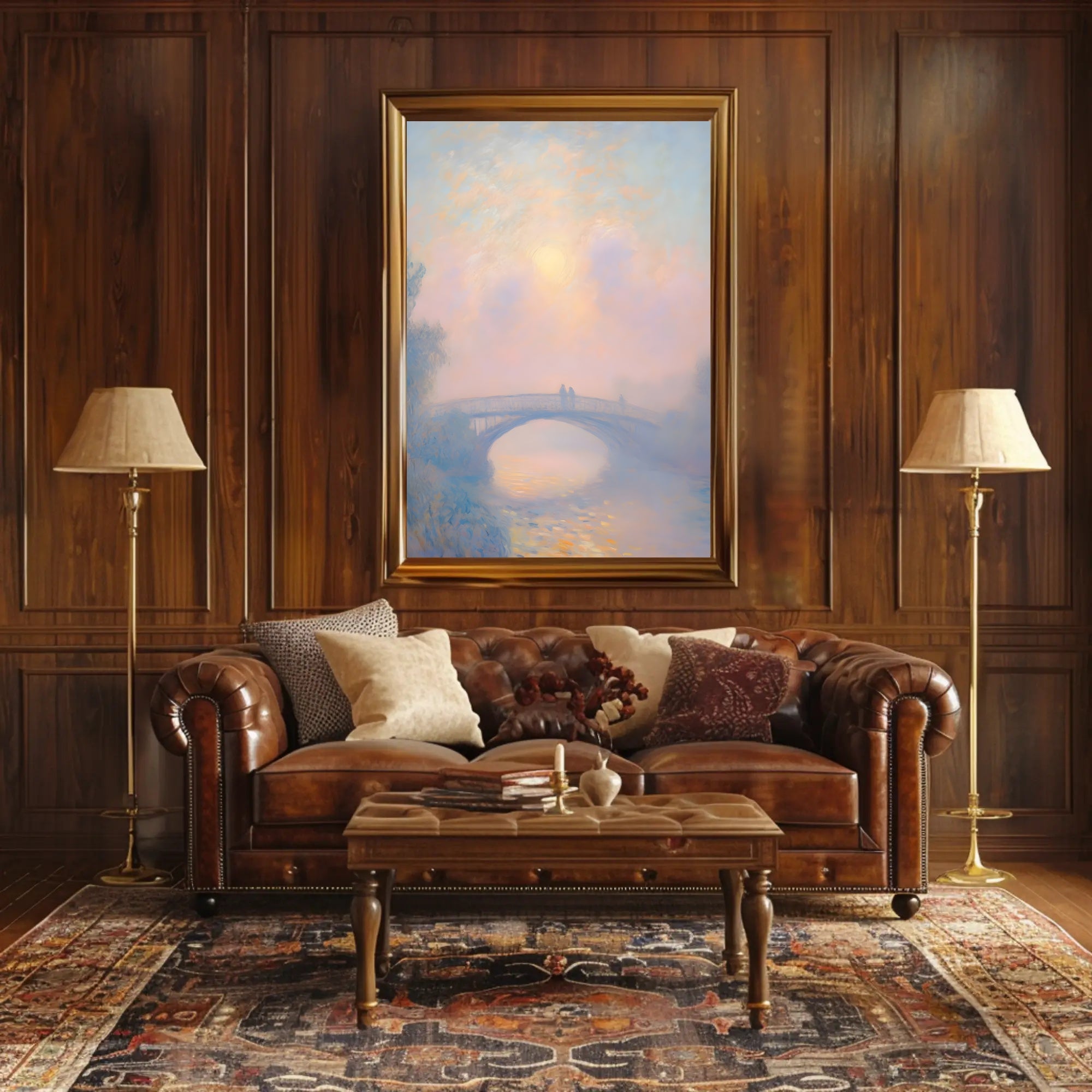 Serene Bridge Sunset Poster Wall Art Print