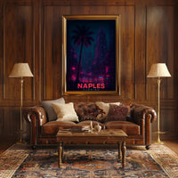 Naples Florida Neon Night Art Poster