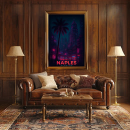 Naples Florida Neon Night Art Poster