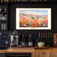 Vibrant Flower Market in Italy Travel Poster
