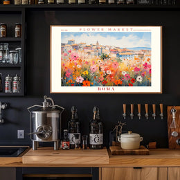 Vibrant Flower Market in Italy Travel Poster