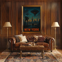 New York Futuristic Invasion Poster