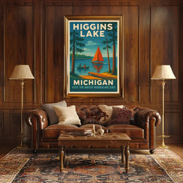 Higgins Lake Vintage Travel Poster PosterGoat