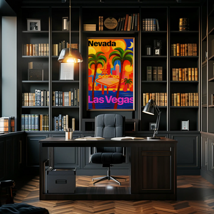 Nevada Las Vegas Neon Lights Nightlife Poster Poster