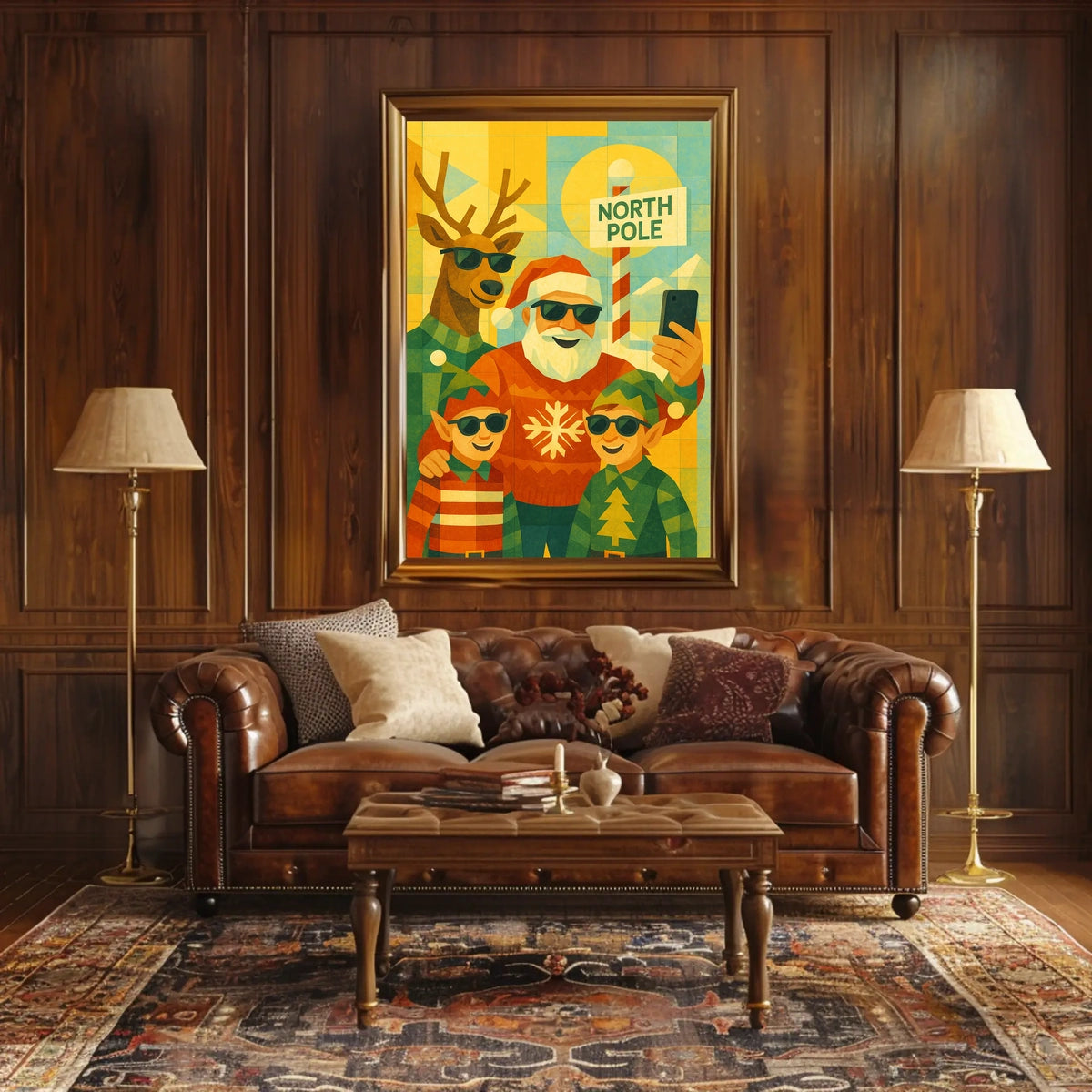 North Pole Selfie Santa Christmas Poster