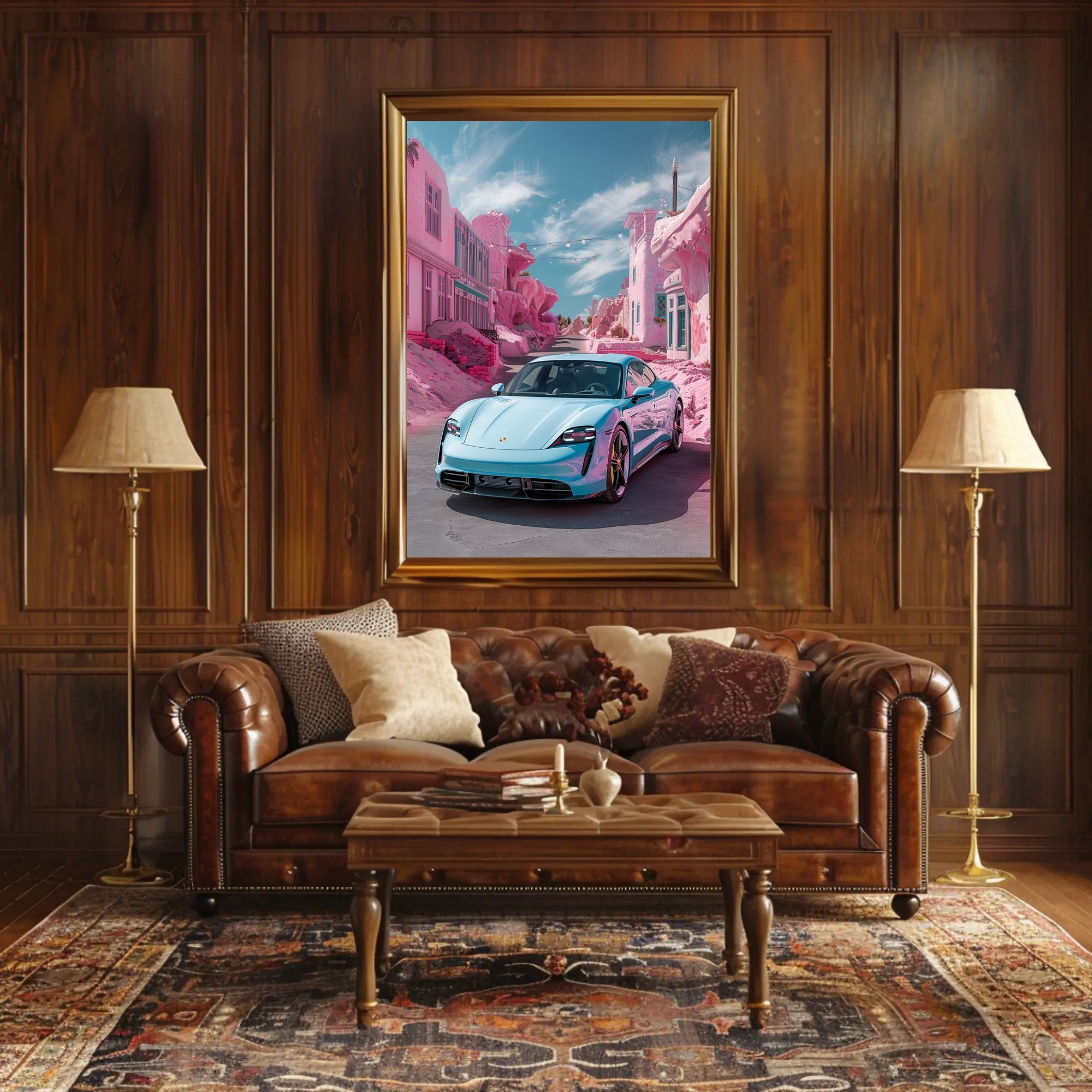 Futuristic Drive in a Surreal Landscape Poster PosterGoat