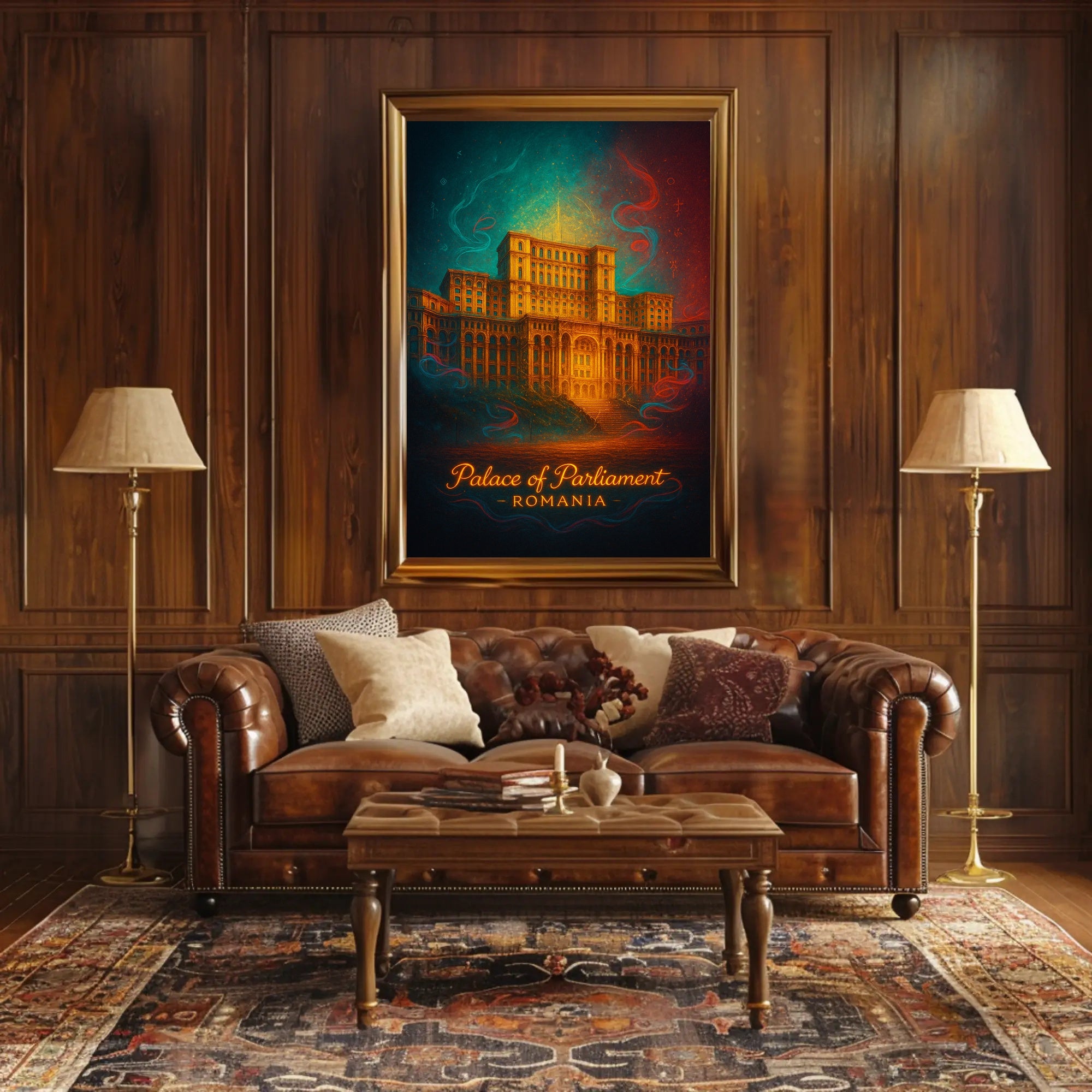 Palace Of Parliament Poster Romania Vintage Travel Art