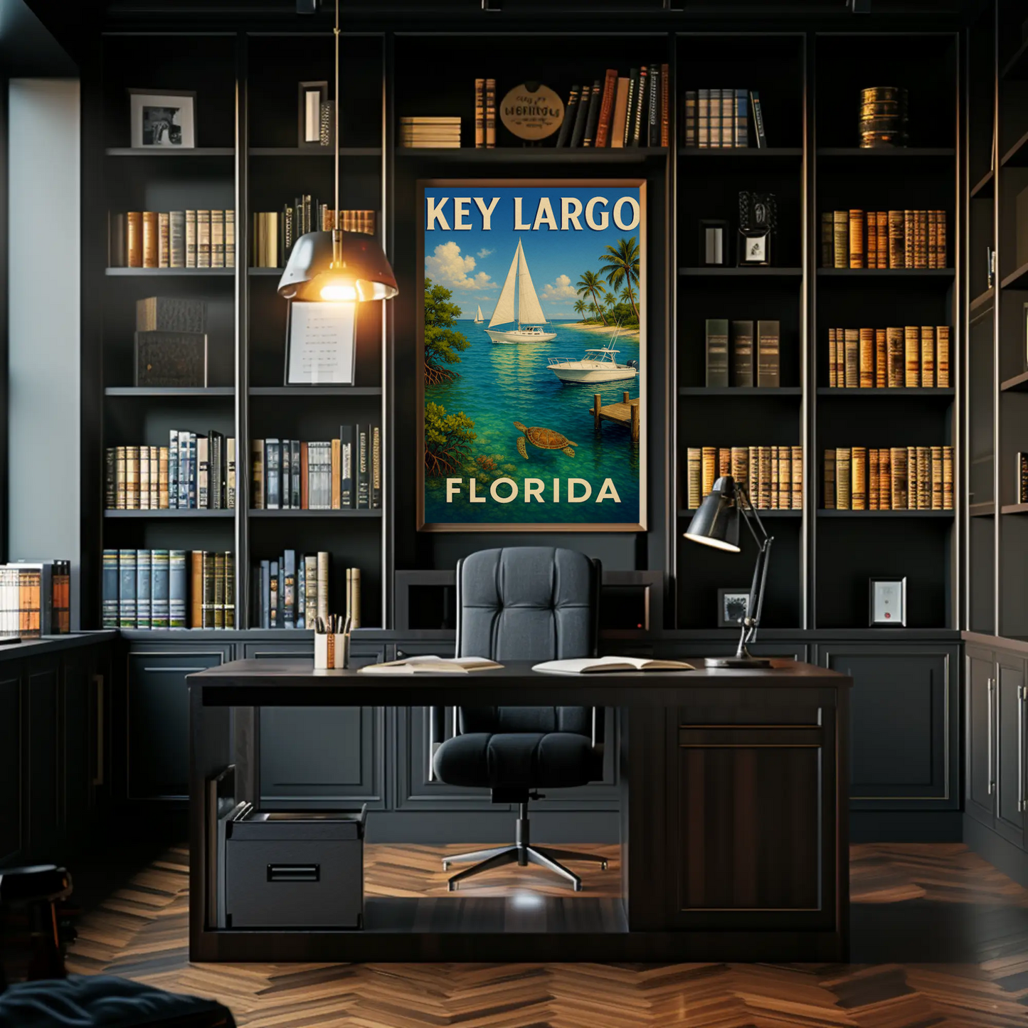 Key Largo Florida Tropical Boats Beach Poster