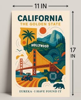 California The Golden State Wall Art Print PosterGoat