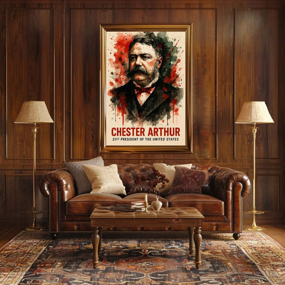 Chester Arthur Watercolor Art Print Presidential Poster