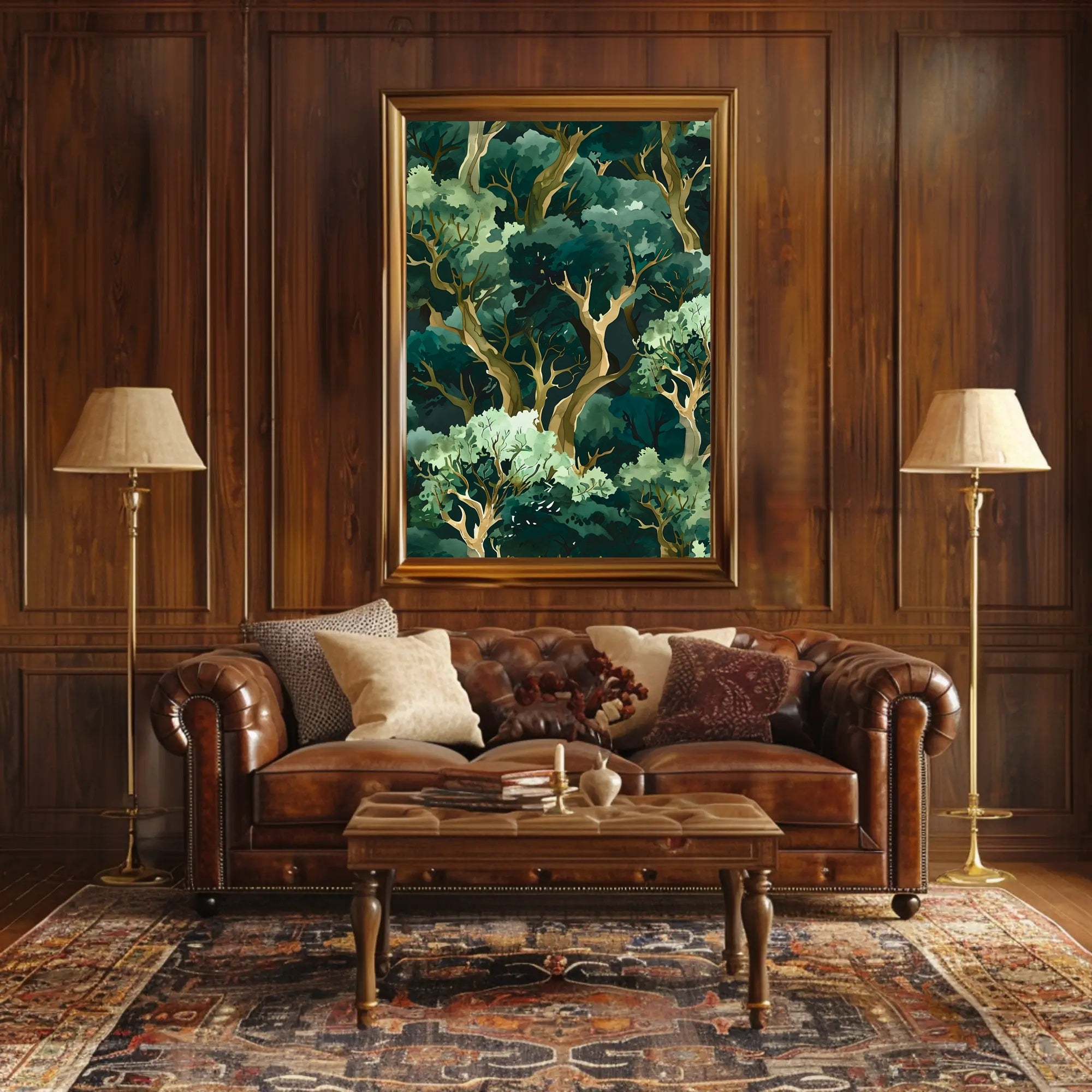 Lush Green Forest Abstract Artistic Poster