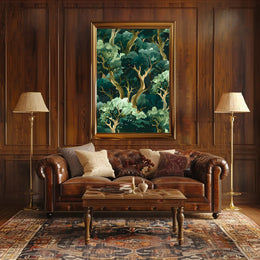 Lush Green Forest Abstract Artistic Poster