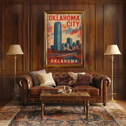 Oklahoma City Skyline Cityscape Bold Urban Wanderlust Decor Minimalist Photography Realism Poster