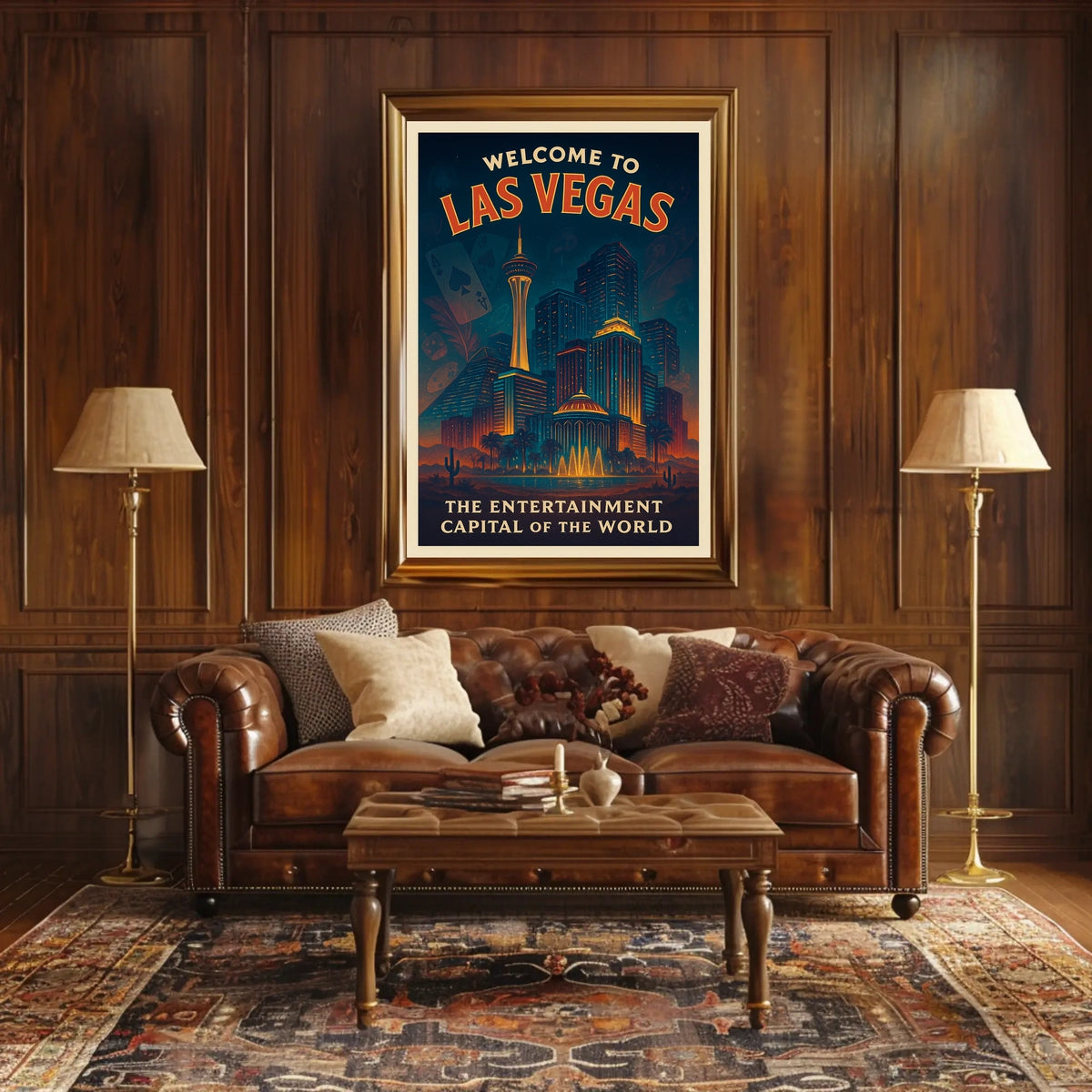Las Vegas Vintage Skyline Poster: Nostalgic Travel Art