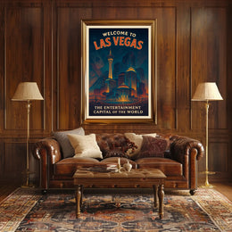Las Vegas Vintage Skyline Poster: Nostalgic Travel Art