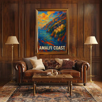 Amalfi Coast Poster Wall Art Scenic Seaside Premium Print
