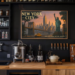 Iconic New York City Poster Vintage Travel Wall Art