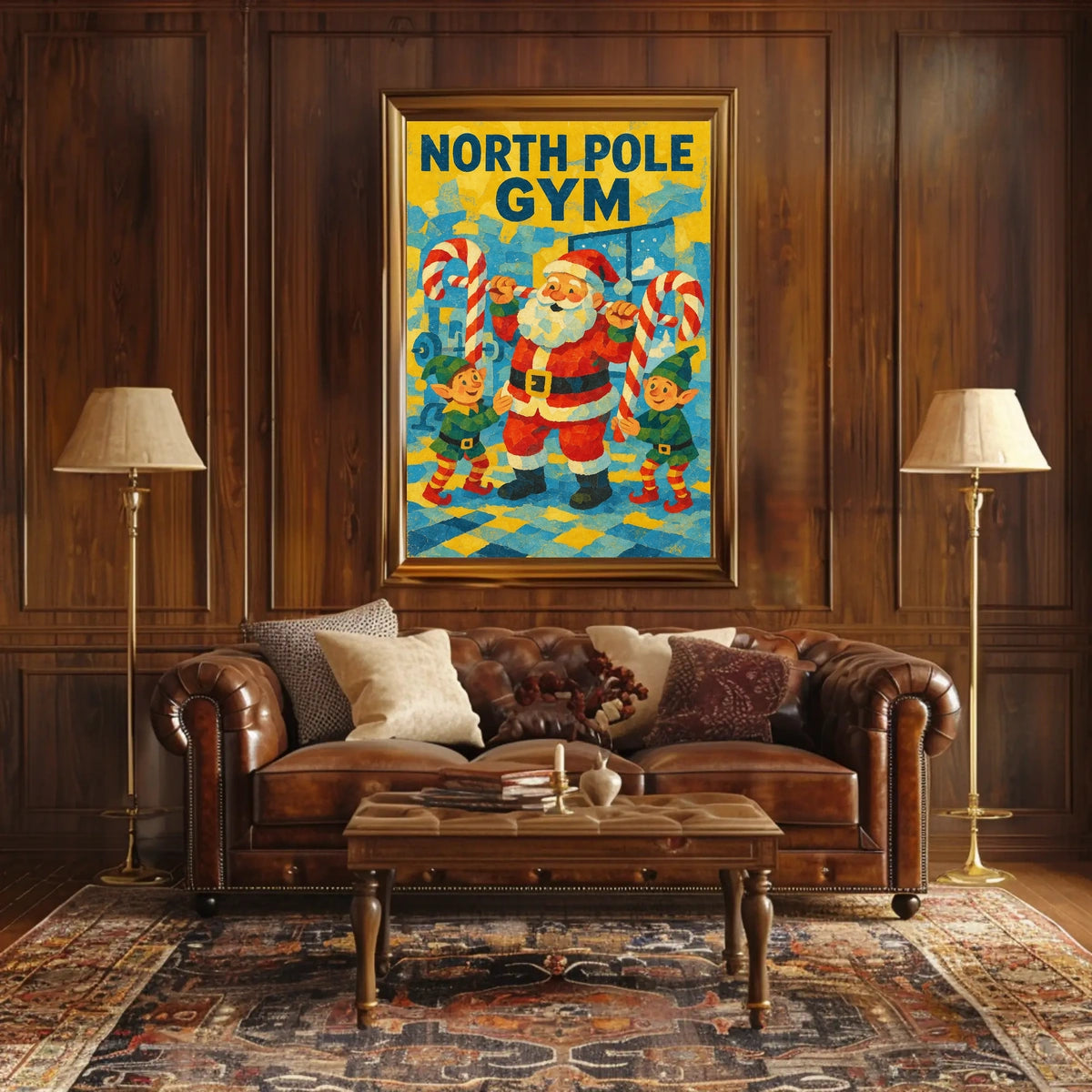 Santa Claus at North Pole Gym Fantasy or Mythology Poster