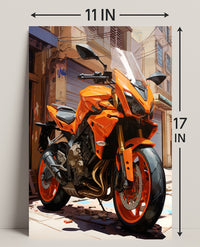 Vibrant Urban Motorcycle Poster PosterGoat