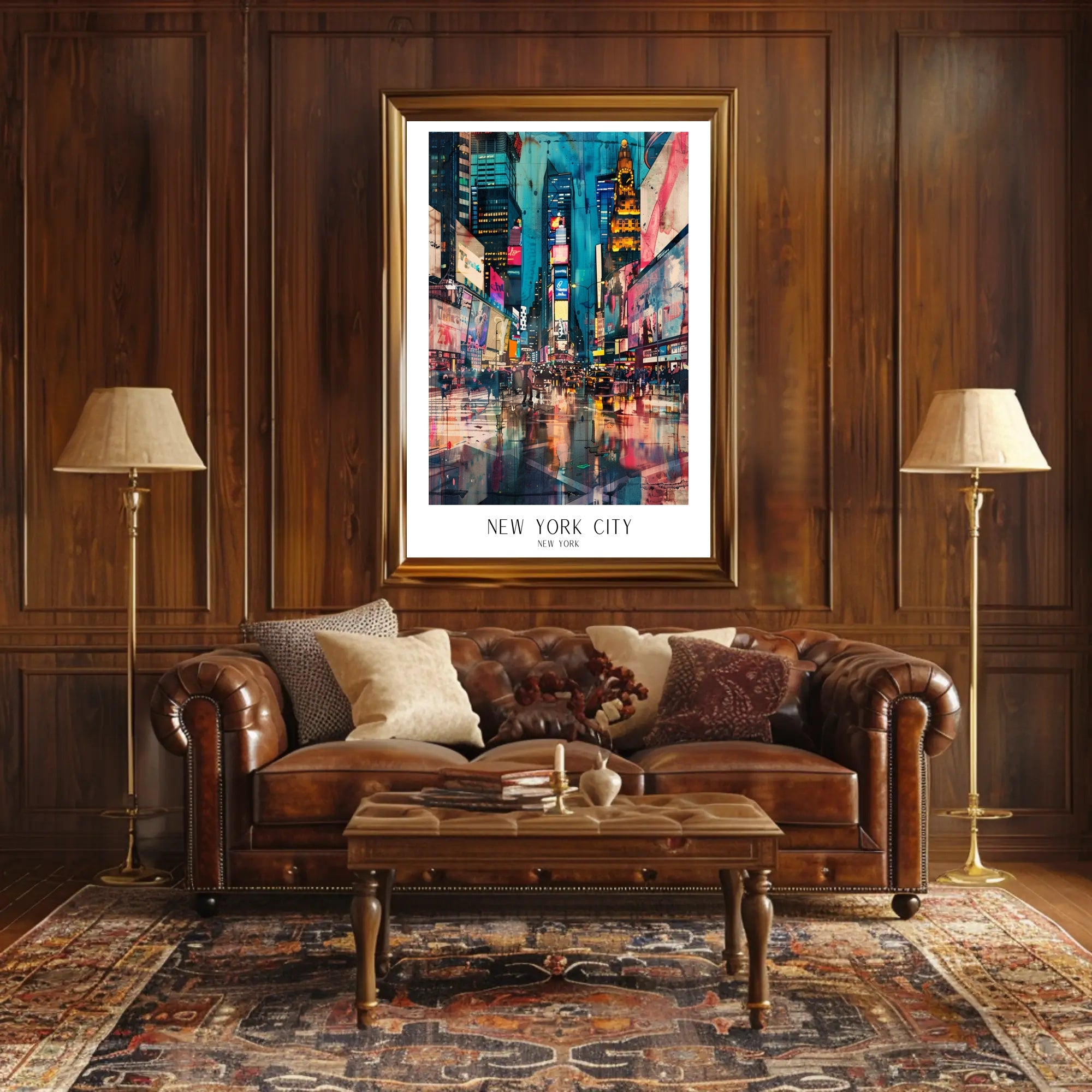Vibrant Times Square Neon Lights Urban or Cityscape Poster PosterGoat